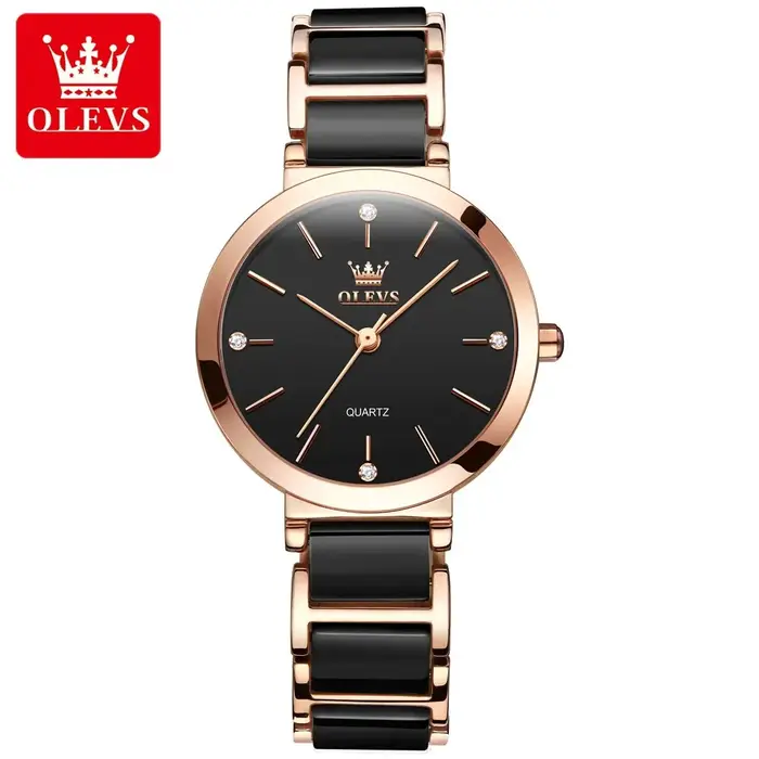 Montre-bracelet de luxe en or rose pour femme