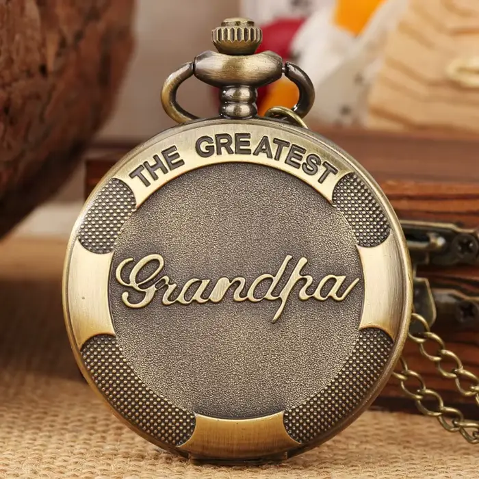 Montre de poche à quartz pour hommes avec cadran à chiffres arabes design mode et casual cadeau anniversaire ou fête papa