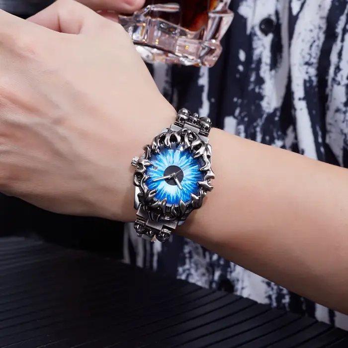 Montre à quartz pour homme avec cadran œil-de-chat