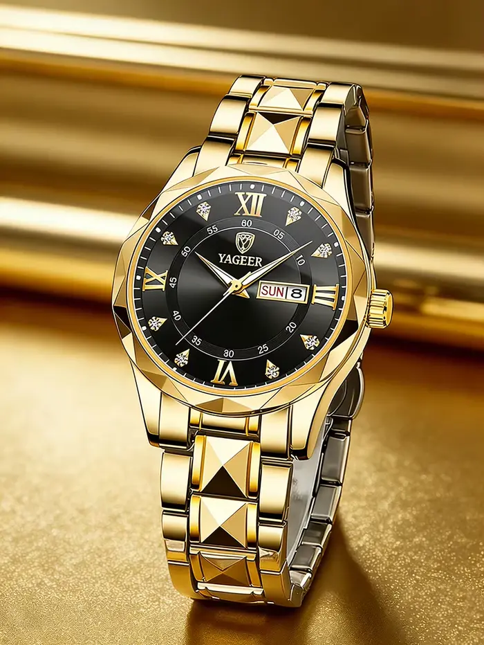Montre à quartz lumineuse pour homme en acier inoxydable