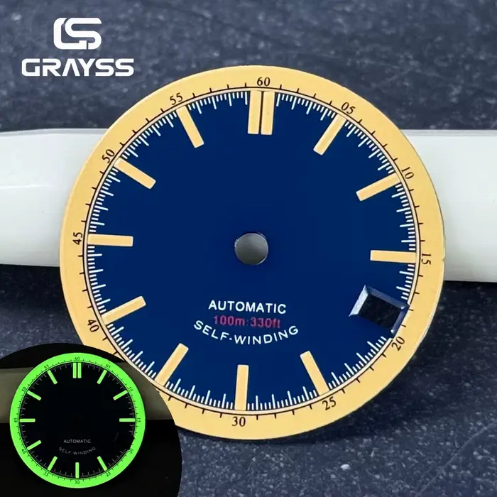 Nouveau cadran de montre rétro bleu marine noir 28.5mm compatible avec les mouvements NH35A NH36A NH34 pour hommes montre de plongée occaions spéciales