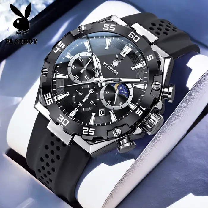 PLAYBOY 3518 Montres Originales Authentiques de Marque pour Homme Coffret Cadeau de Luxe Bracelet en