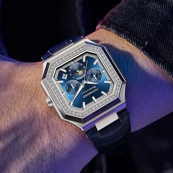 HANBORO – montre mécanique carrée entièrement automatique pour hommes