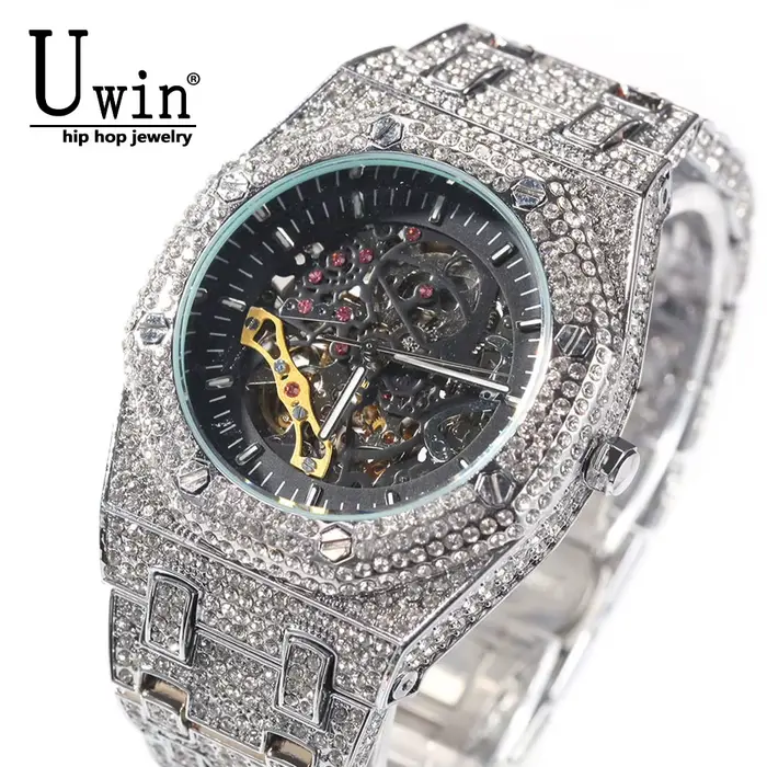 Montre mécanique UWIN acier inoxydable étanche pour homme avec mouvement automatique et bracelets en acier inoxydable bronze café rose occasions spéciales