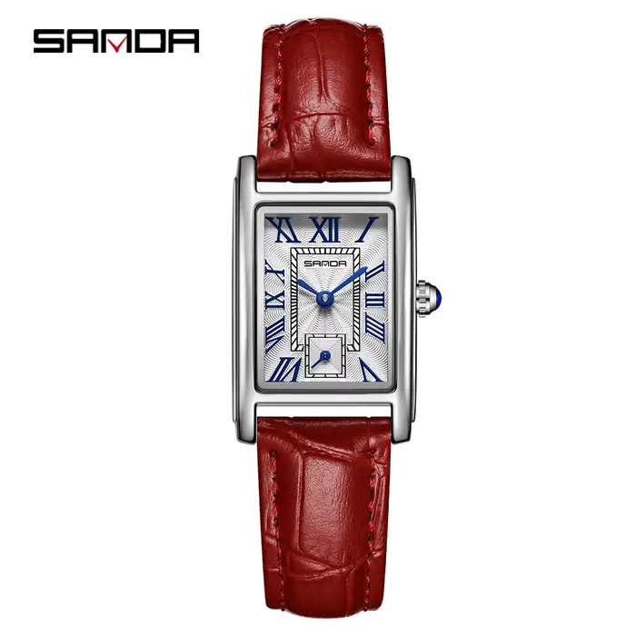 SANDA Top Fashion 1116 montre pour femme Design élégant cadran rectangulaire étanche mouvement à Qua
