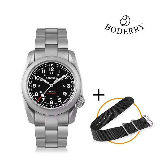 Boderry Voyager Field montre titane automatique plongée montre-Bracelet 100M étanche