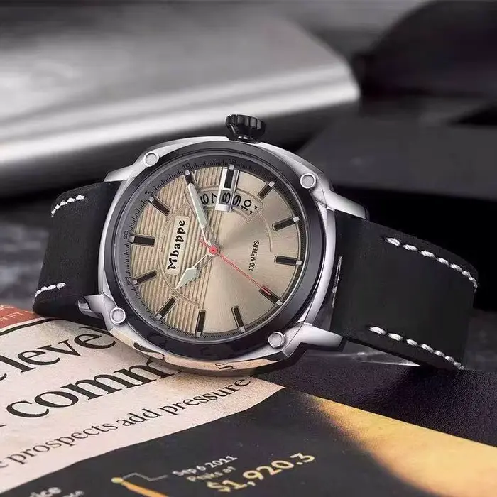 MBAPPE Montre de luxe pour homme – Bracelet en cuir véritable
