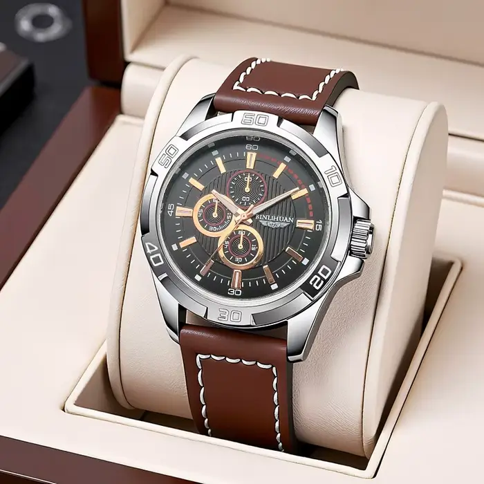 Montre décontractée et élégante en alliage avec bracelet en cuir pour homme occasions quotidiennes et spéciales