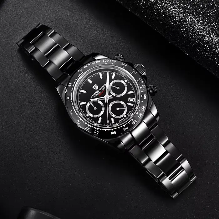 PAGANI DESIGN – montre à Quartz noire pour hommes