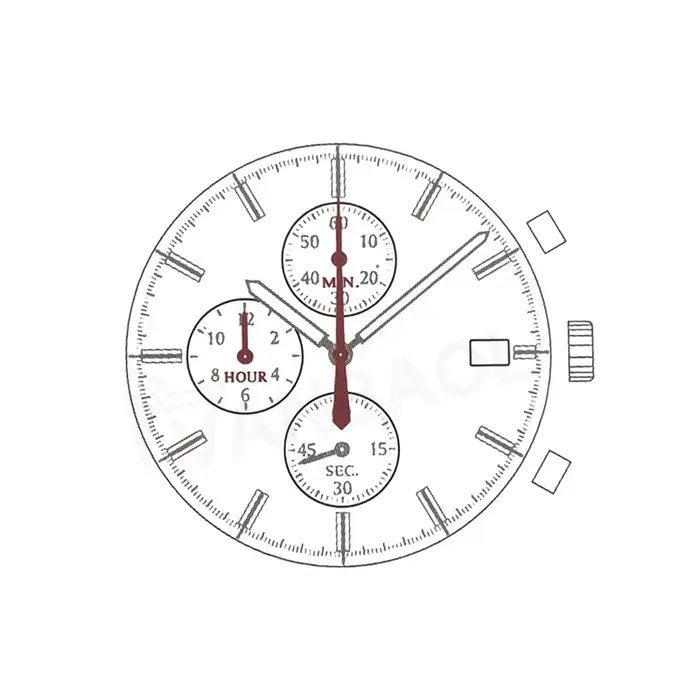 Japonais VK67A haute précision pour chronographe à Quartz 3 ans (SR936SW) Chrono (centre 1/5 sec