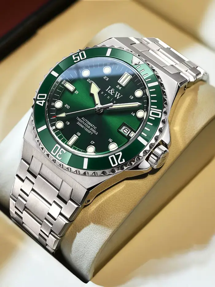IW marque de luxe automatique mécanique sport montre de plongée rouge bleu lunette acier saphir