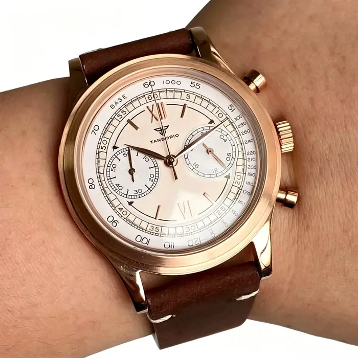 Montres Tandorio 38 mm à quartz Miyota OS20 pour hommes, verre bombé, acier inoxydable, montre vinta