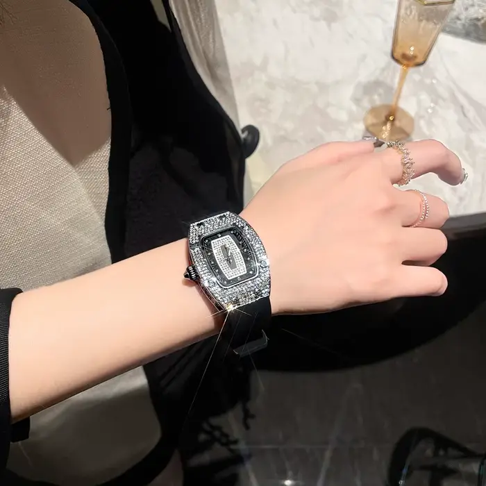 Montre Nasir Starry Sky pour femme, quartz, résistance à l'eau, bracelet en silicone, design étoilé, boîtier en acier inoxydable, occasionnels et quotidiens