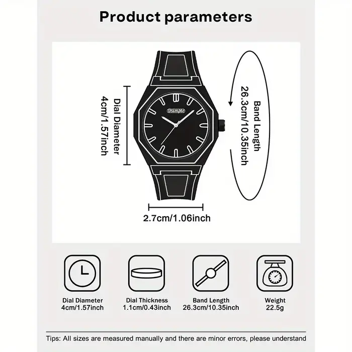 Montre-bracelet à quartz de style Preppy - Cadran rond