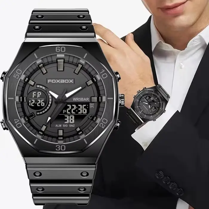 Montre-bracelet chronographe à quartz avec grand cadran pour homme