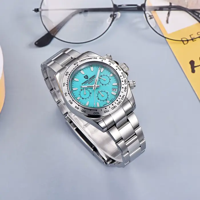 PAGANI DESIGN nouvelle lunette en acier inoxydable hommes montres à Quartz de luxe verre saphir chronographe VK63 montre