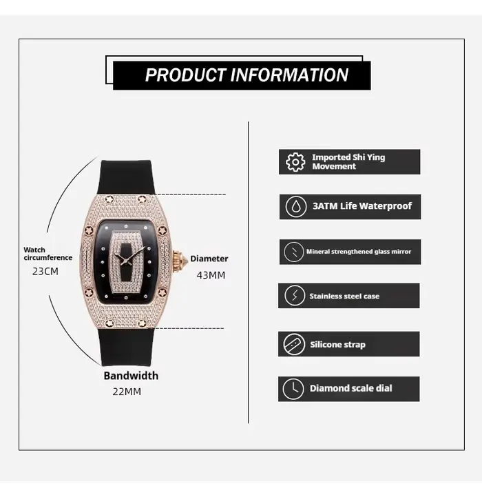 Montre CILOA Ciel Étoilé Quartz pour Femme Occasions Spéciales Élégante Bracelet Silicone Bronze Rose