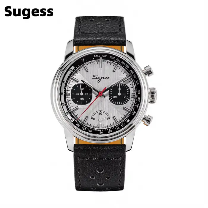 Sugess montre pilote hommes ST1906 mouvement main vent chronographe montres saphir étanche