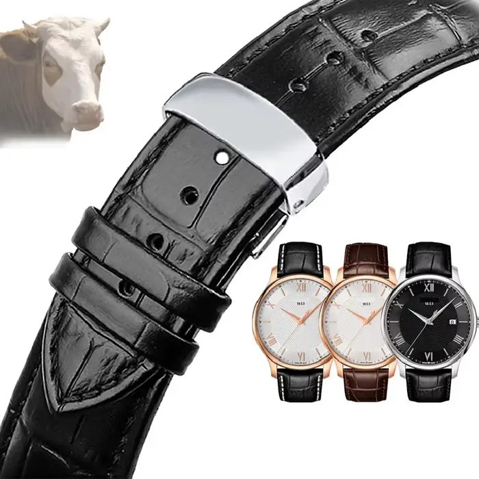 Bracelet de montre en cuir véritable pour hommes