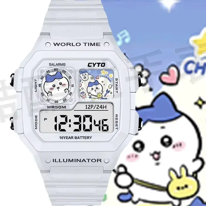 Montre numérique Kawaii Chiikawa avec alarme, affichage de la date, étanche, chronométrage de précis