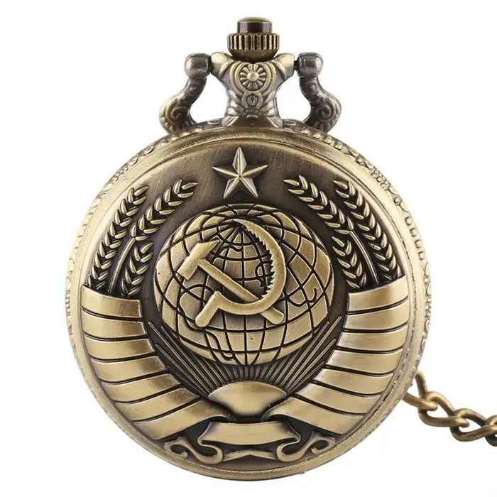 Montre de poche Vintage avec emblème soviétique, faucille marteau, rétro, collier du communisme de l