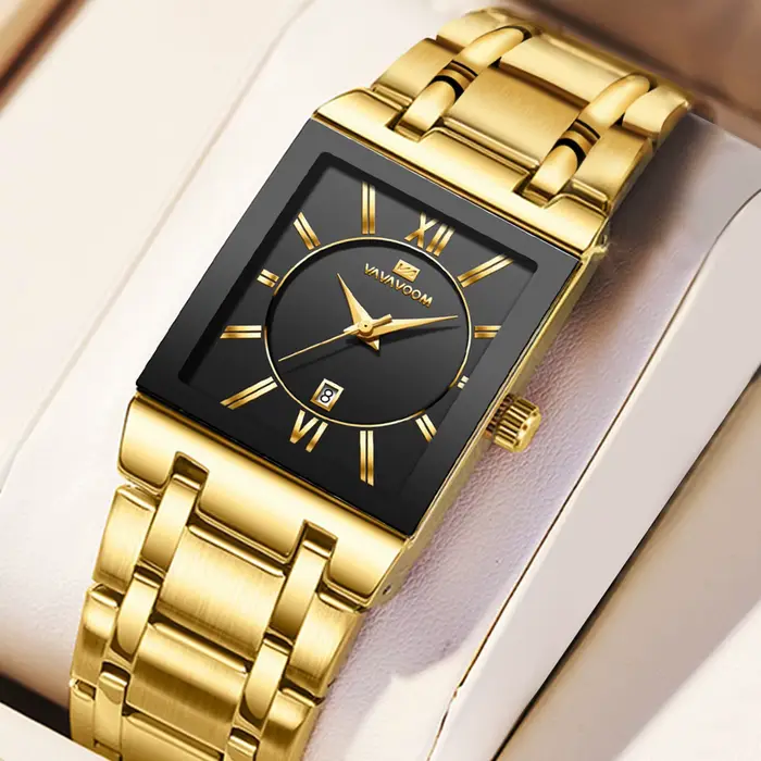 Montres carrées en or de luxe VAVAVOOM 2431 pour homme