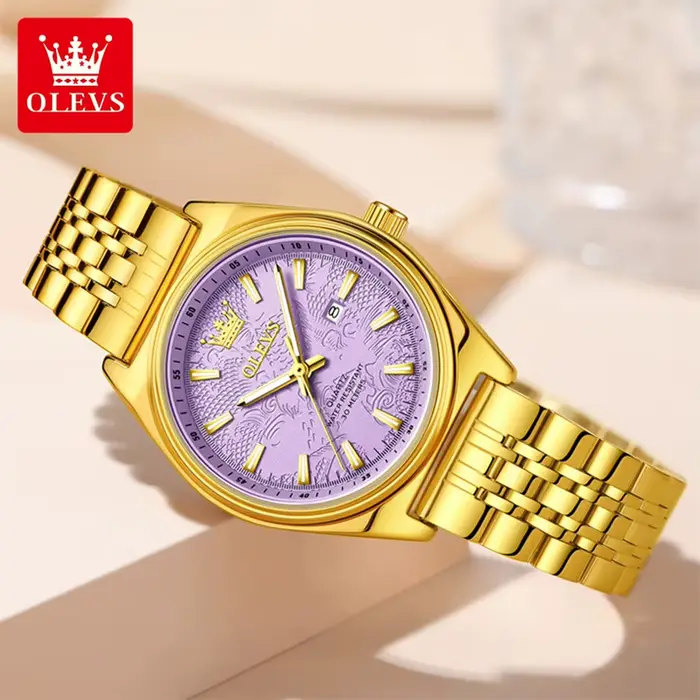 OLEVS marque de luxe montre en or pour femme lumineux étanche Date dames