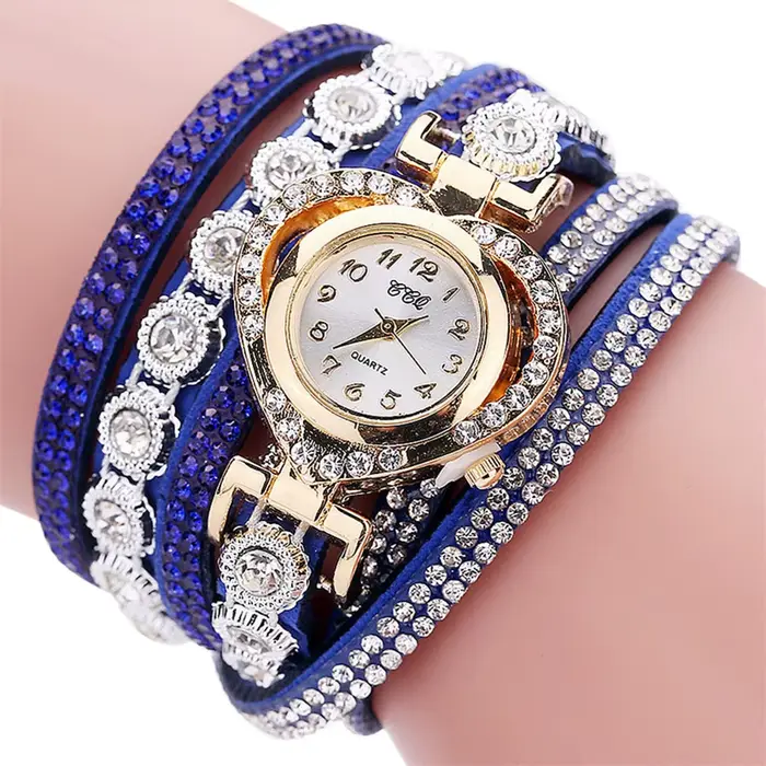 Superbe montre incrustée de diamants pour femme, bracelet en cristal de Rotterdam, plusieurs cadrans