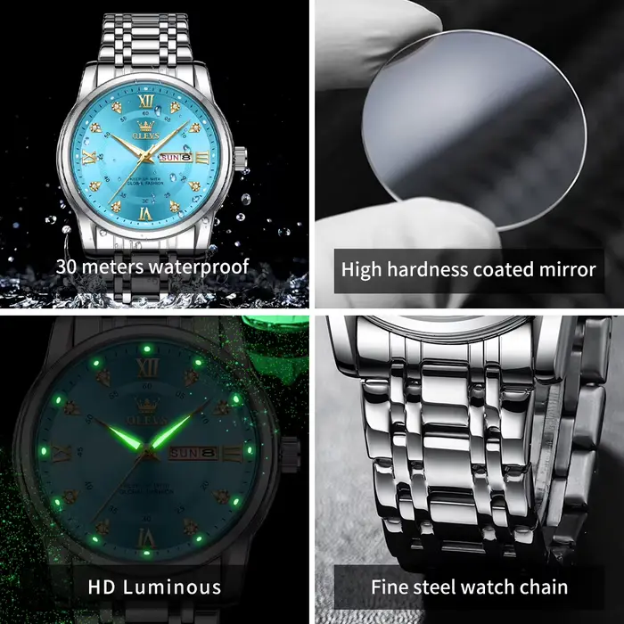 OLEVS 5513 montre à Quartz originale exclusive pour hommes diamant échelle romaine montre-bracelet étanche double