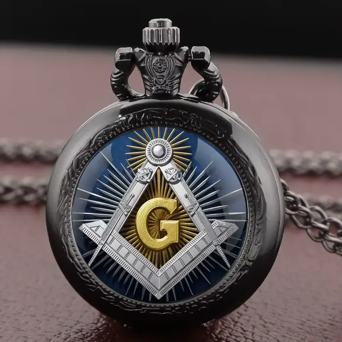 Montre de poche à Quartz en forme de dôme en verre, avec maçonnerie mystérieuse, accessoire Vintage 