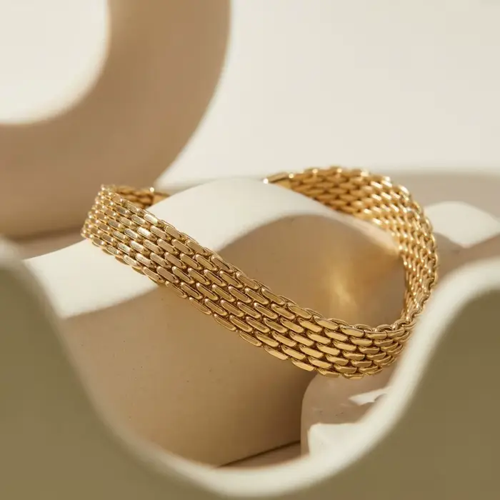 Bracelet chaîne en maille d'acier inoxydable plaqué or 3/6/8 mm pour femme