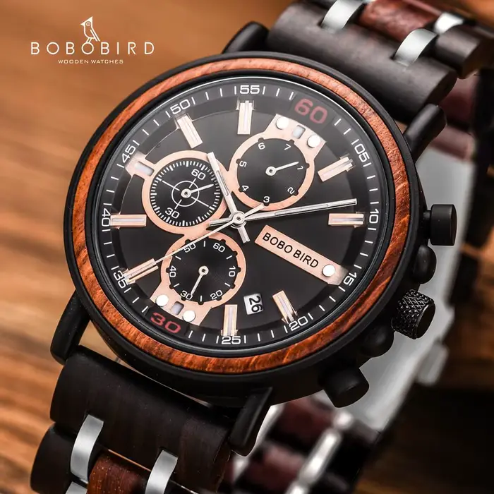 BOBO BIRD - montre militaire boisée pour hommes