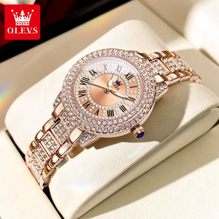 OLEVS 9943 montre pour femme originale mode montre à Quartz romain incrusté Zircon cadran Reloj étan
