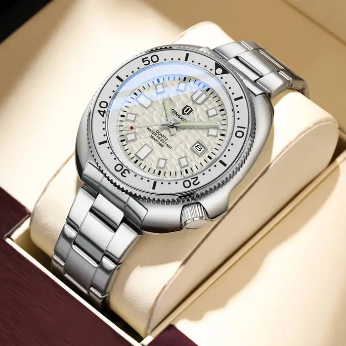 QINGXIYA Top marque de luxe hommes montres à Quartz de haute qualité bracelet en acier inoxydable étanche lumineux Date