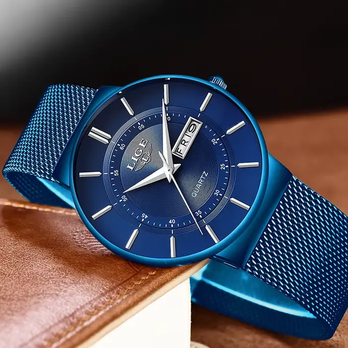 Montre Homme LIGE 2026 – Montre-Bracelet à Quartz Simple et Tendance pour Affaires