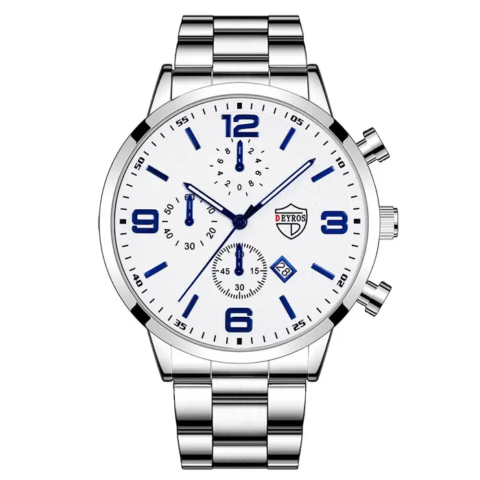 Montre-bracelet à quartz en acier inoxydable pour homme