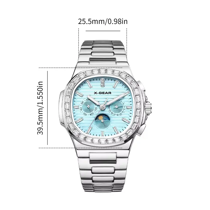 Montre-bracelet automatique Fashion Square X-GEAR avec mouvement automatique et bracelet en acier inoxydable pour homme occasions spéciales et tous les jours
