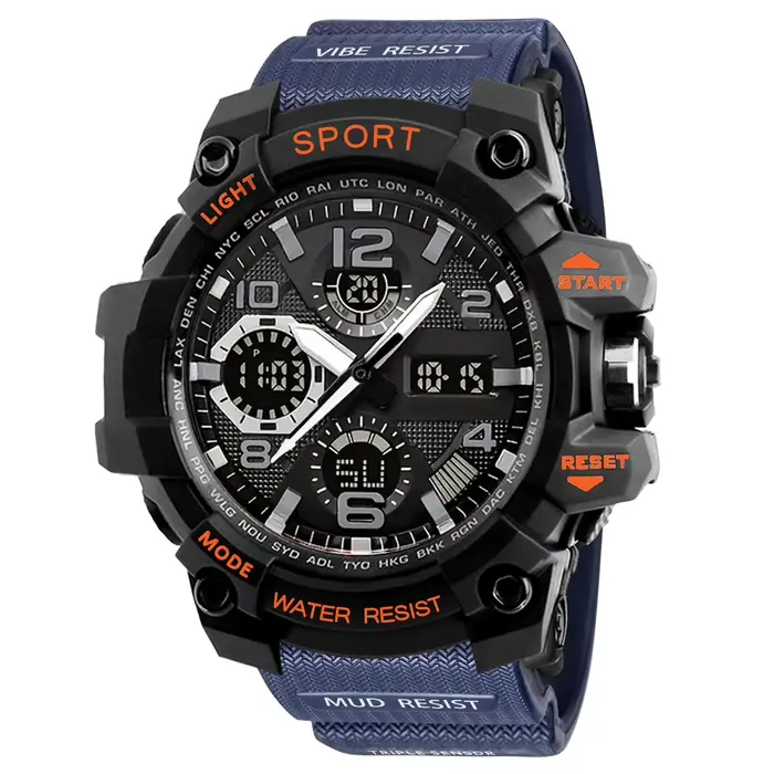 Montre à grand cadran pour hommes à la mode, montre électronique de sport multifonctionnelle pour le