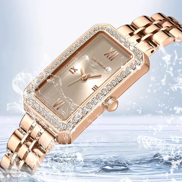 Montre en or pour femmes carré dames montres à Quartz en acier inoxydable femme petites