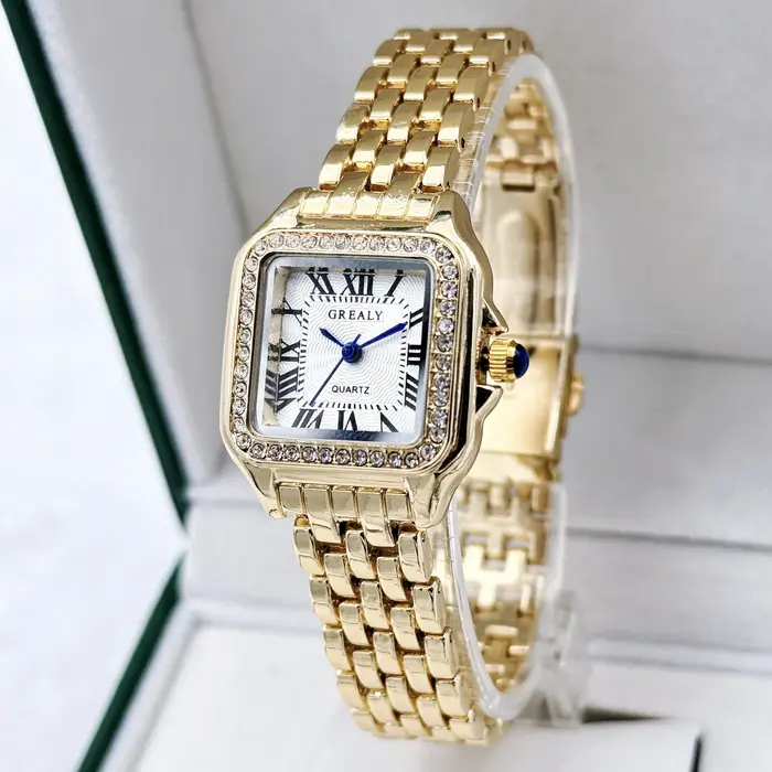 Nouvelles femmes montre lumière marque de luxe affaires or acier inoxydable dames mode montres à Qua