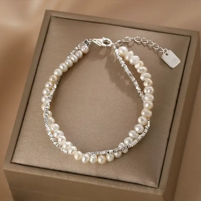 Bracelets de perles en argent Sterling 925 pour femmes et filles