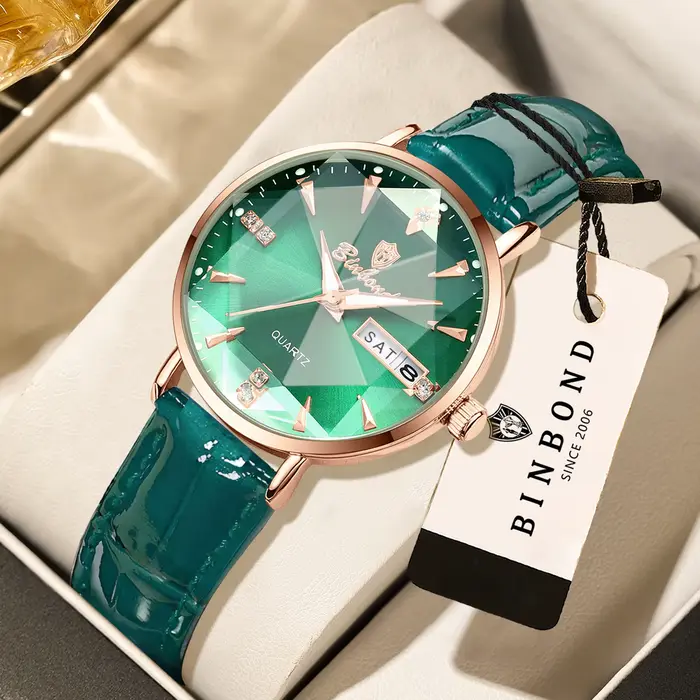 Montres de luxe BINBOND à quartz pour femmes, précises, lumineuses, étanches, avec affichage automat