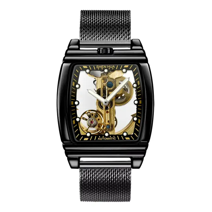 Montre mécanique automatique transparente pour homme
