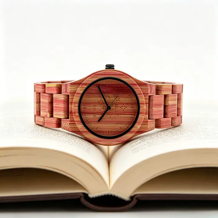 Montre décontractée pour homme à quartz en bambou