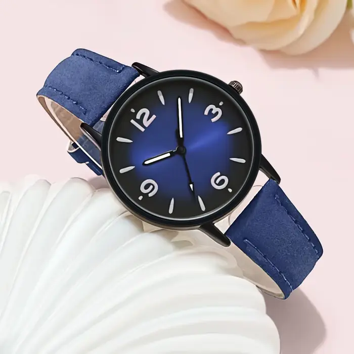 Montre-bracelet à quartz en cuir PU pour femme, horloge décontractée, cadeau