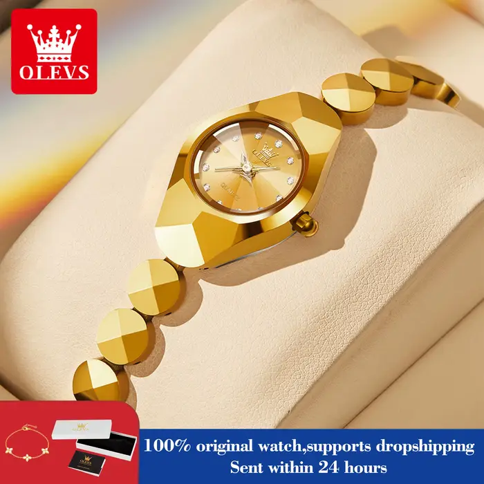 OLEVS 7007 montre pour femmes Original miroir rhombique étanche Quartz dames montre-bracelet bracelet en acier tungstène