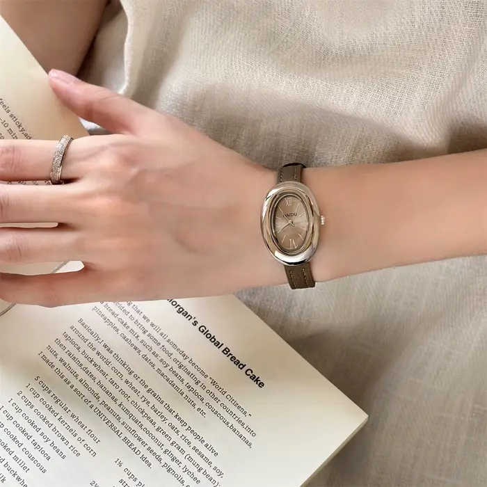 Vintage cadran ovale femmes montre bracelet en cuir décontracté analogique montres à Quartz femme montre-bracelet livraison directe horloge Reloj De Mujer