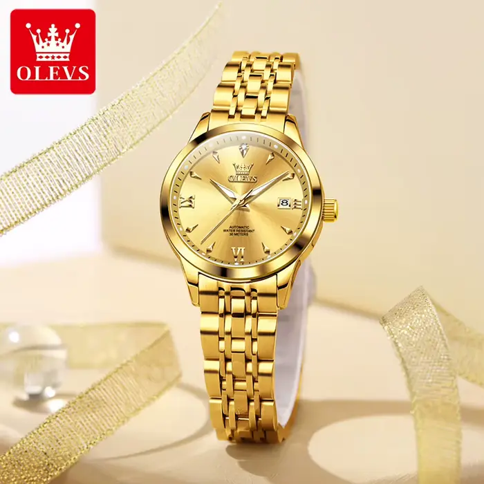 OLEVS 9956 montre mécanique pour femmes étanche double calendrier dames