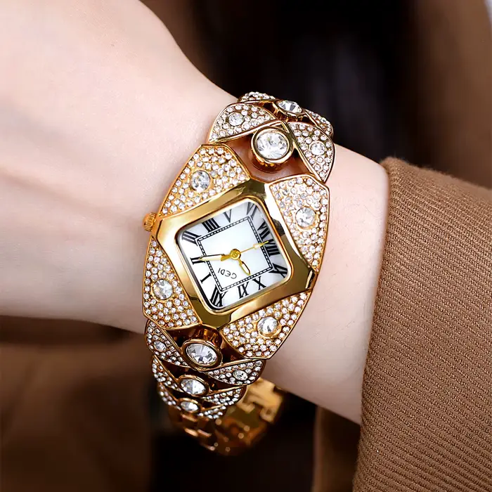 Montre pour femmes GEDI luxe léger diamants incrustés bracelet haut de gamme étanche rétro mode montre à quartz cadeau pour femmes occasions spéciales