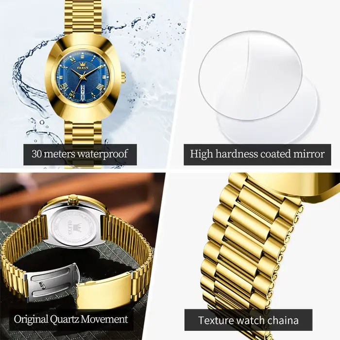 OLEVS montre à Quartz dorée pour femmes mode élégante boîtier en acier tungstène montres étanches de luxe Original dames